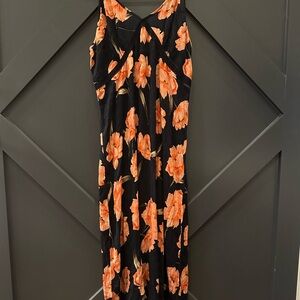 Floral Black and Orange Dress